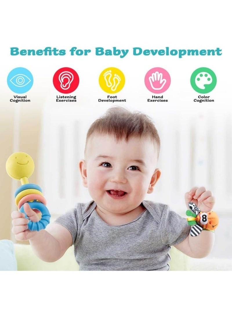 جونيس خُشَاخِيشُ مِعْصَمٍ لِلْأَطْفَال، ٤ قِطَعٍ مِنْ أَشْرِطَةِ الخُشَاخِيشِ لِلْمِعْصَمِ وَالجَوَارِبِ بِشَكْلِ حِمَار، أَلْعَاب تَنْمِيَّةٍ وَمُساعِدَةِ تَتَبُّعِ الحَرَكَةِ هَدِيَّة لِلْأَطْفَالِ الصِّغَارِ الذُّكُورِ وَالإِنَاثِ - Image 4